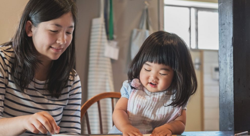 Mindful parenting mom with her child