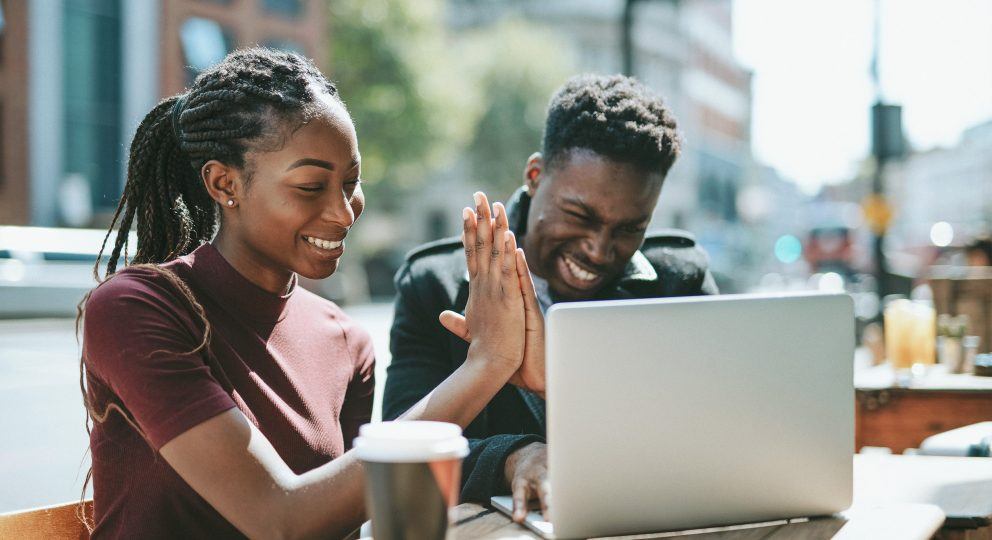 Couple on a computer