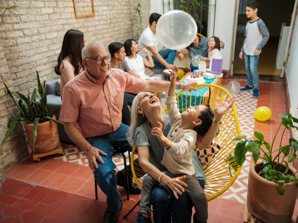 Grandparents and kids enjoying family time together